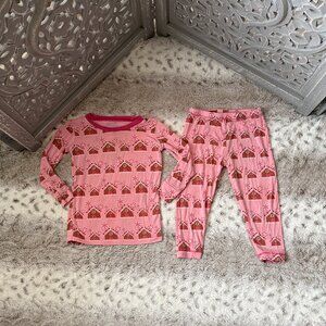 KicKee Pants pink Christmas pajama set baby girls 18-24 months Gingerbread Man